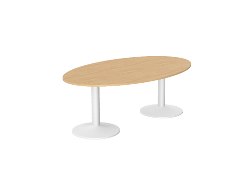 Kito 2000 x 1200 mm Double White Cylinder Legs,  Oval Boardroom Meeting Table | Customizable Options