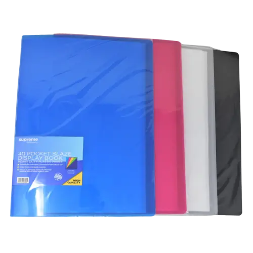 SUPREME A4 DISPLAY BOOK 40 POCKET ASSORTED COLOURS QF4-6905 (Pack of 4)