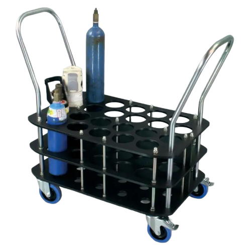 Multi-Cylinder Medical Bulk Transport Trolley for 22 x 100mm Diameter Bottles | 230kg Capacity