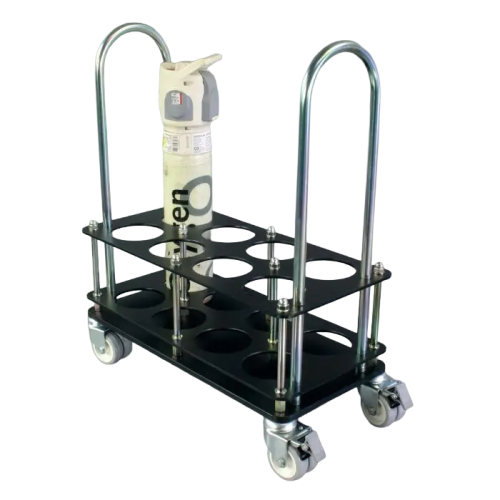 Multi-Cylinder Medical Transport Trolley | 8 x 100mm Diameter Bottles (Compact Design)