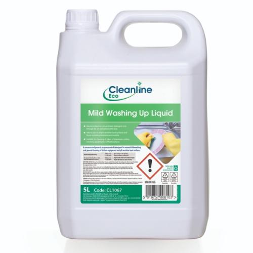 Cleanline Eco Mild Washing Up Liquid 5L – Professional Dishwashing Detergent, Eco-Friendly & Mild Formula