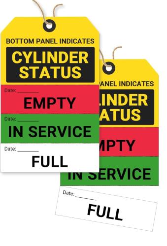 ValueX Cylinder Status Signs Empty | 6" x 3" Perforated Gas Cylinder Status Tags with Pre-Assembled Wires | Industrial Safety Identification Signs Packed 500