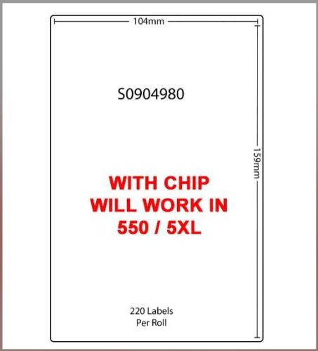 Compatible Dymo S0904980 Shipping Labels 104 x 159mm with Chip – 220 Extra Large Labels for Dymo LabelWriter 550, 550 Turbo & 5XL