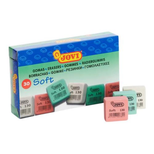 Jovi Soft Eraser Assorted Colours CDU – Soft Rubber Erasers for School, Office & Art Use