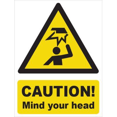 "Caution Mind Your Head" Workplace Safety Sign Corriboard 600mm x 450mm