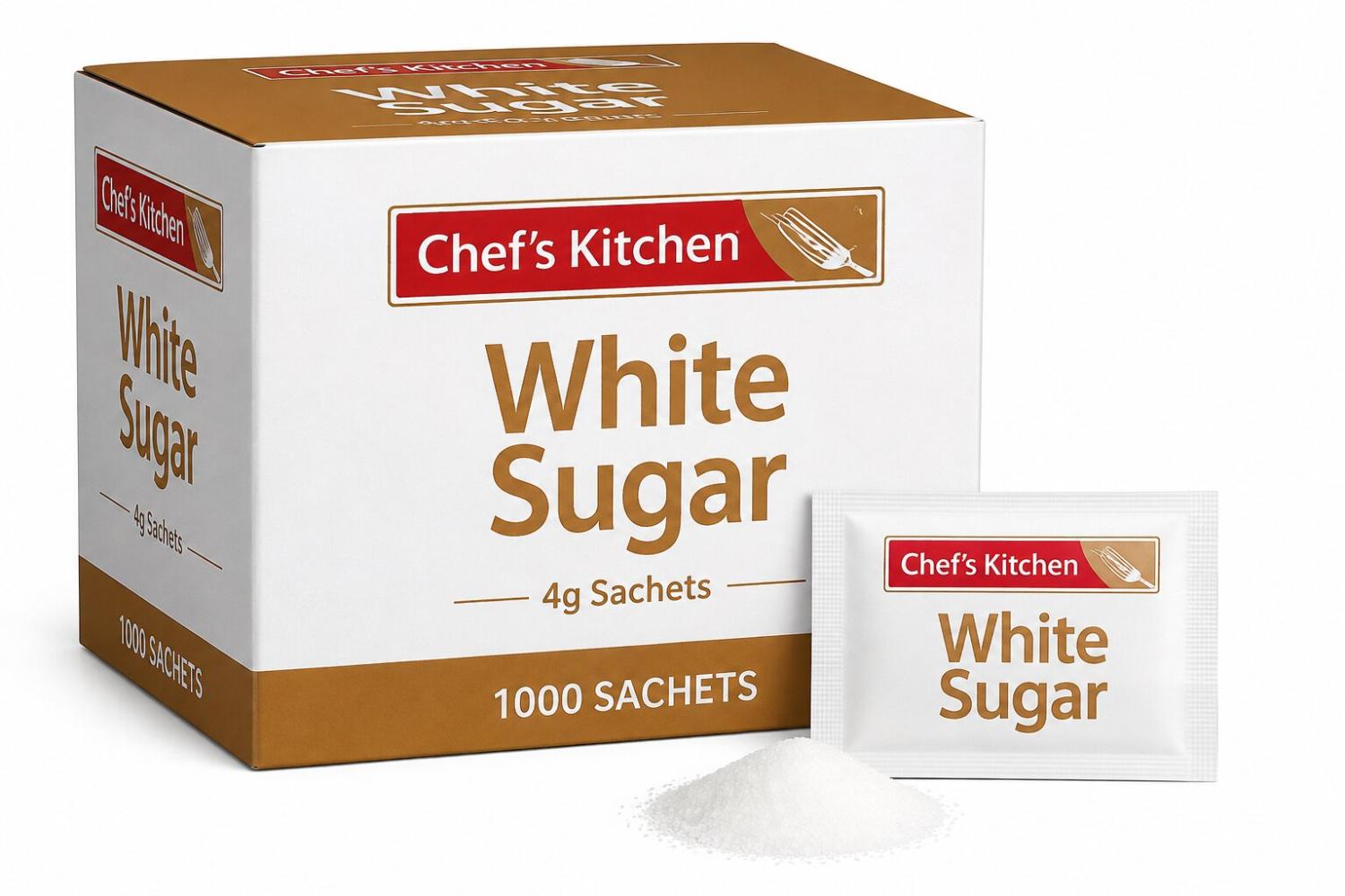 Chef's Kitchen White Sugar Sachet 4g – 1000 PK.