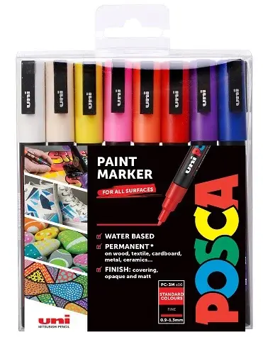 Posca PC-3M Set 16 Colours Fine Bullet Tip