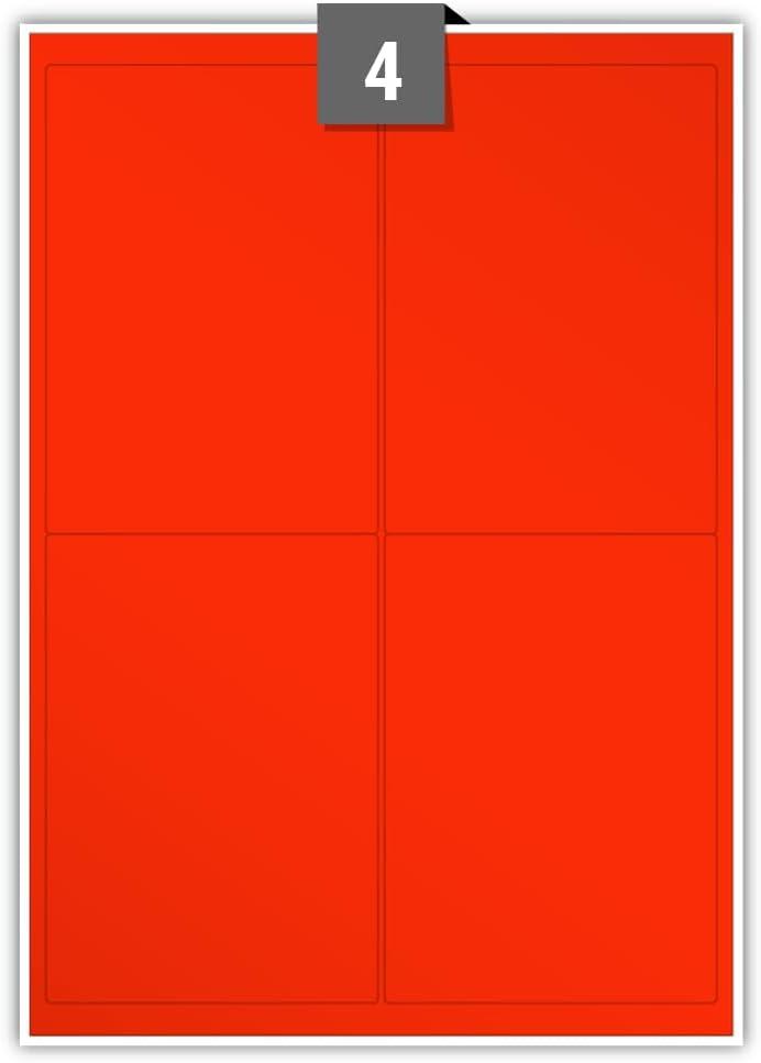 EU300033RM 105mm x 148.5mm Labels - Standard Matt Red - 4 Per A4 Sheet