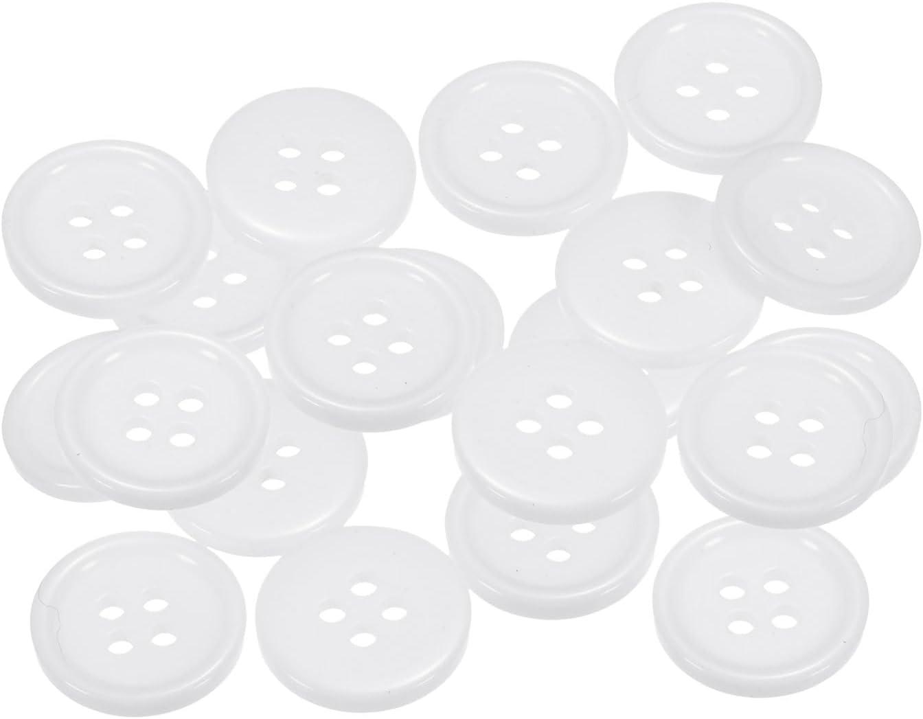 ValueX Pack of 20 White 18mm (28L) 4-Hole Resin Sewing Buttons – Round Flat Craft Replacement Buttons for Clothing, Sewing & DIY