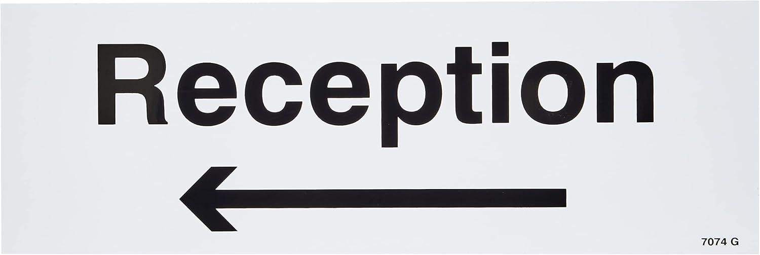 ValueX Reception Arrow Left Sign 300mm x 100mm Rigid Plastic Directional Sign for Offices, Businesses & Public Buildings