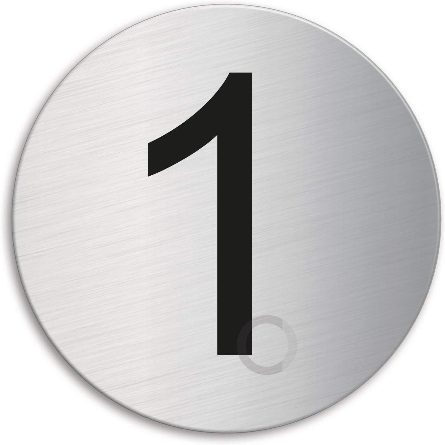 ValueX Door Number 1 Stainless Steel dia. 75 mm brushed self-adhesive 39071