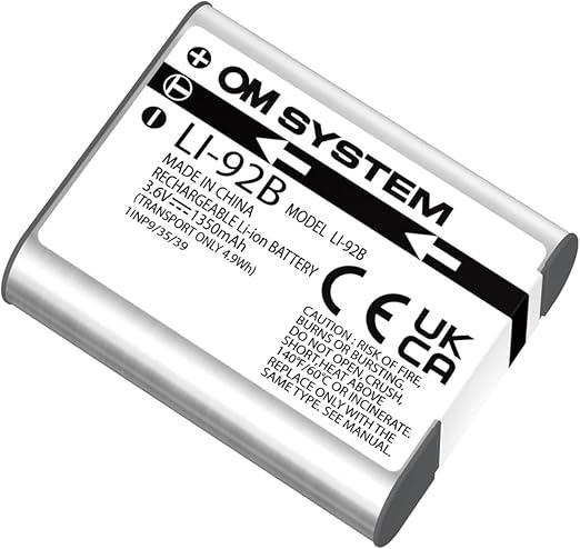 OM SYSTEM Li-92B Rechargeable Lithium-Ion battery for OM SYSTEM Tough TG-7 / Olympus TG-6 / TG-5