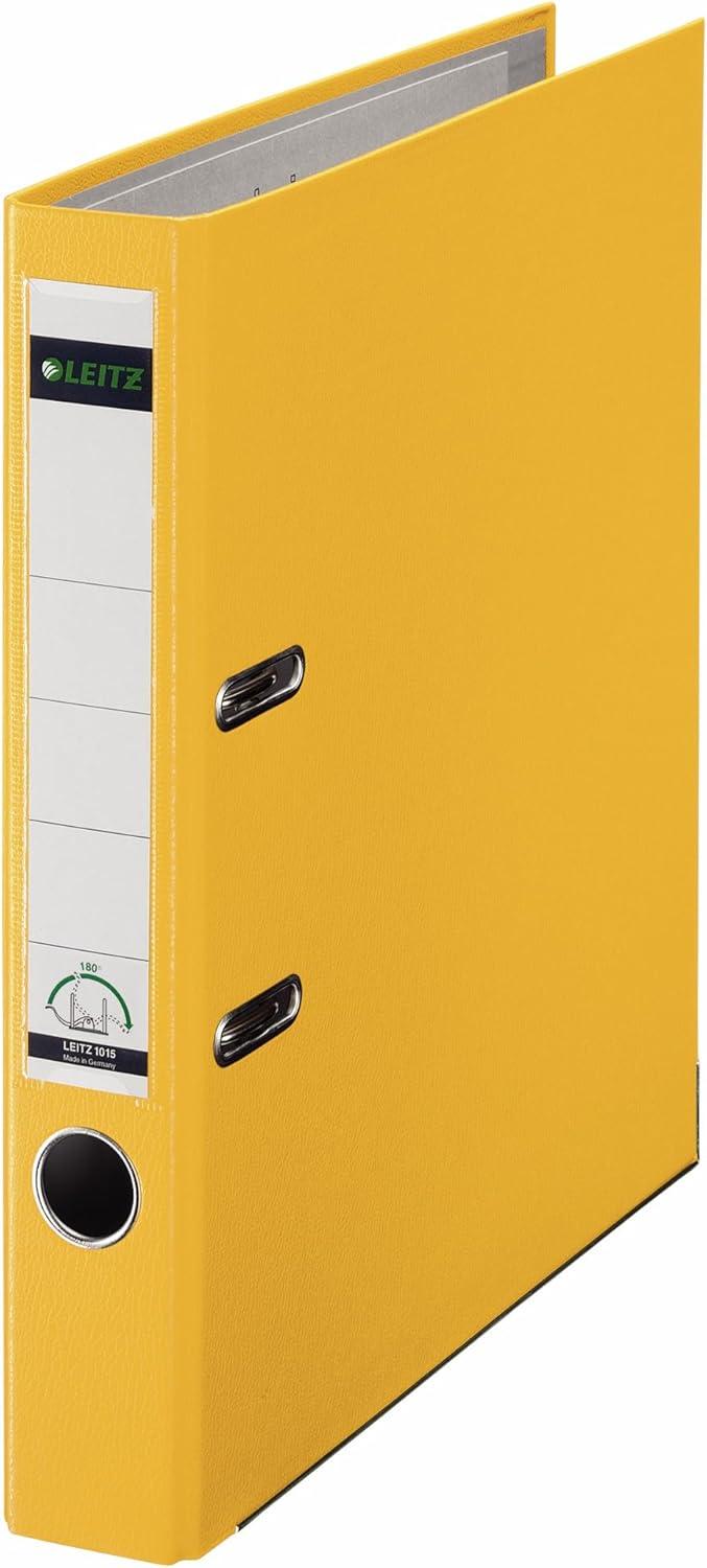 Leitz Mini Lever Arch File Plastic 50mm Spine A4 Yellow Ref 10151015 [Pack 10]