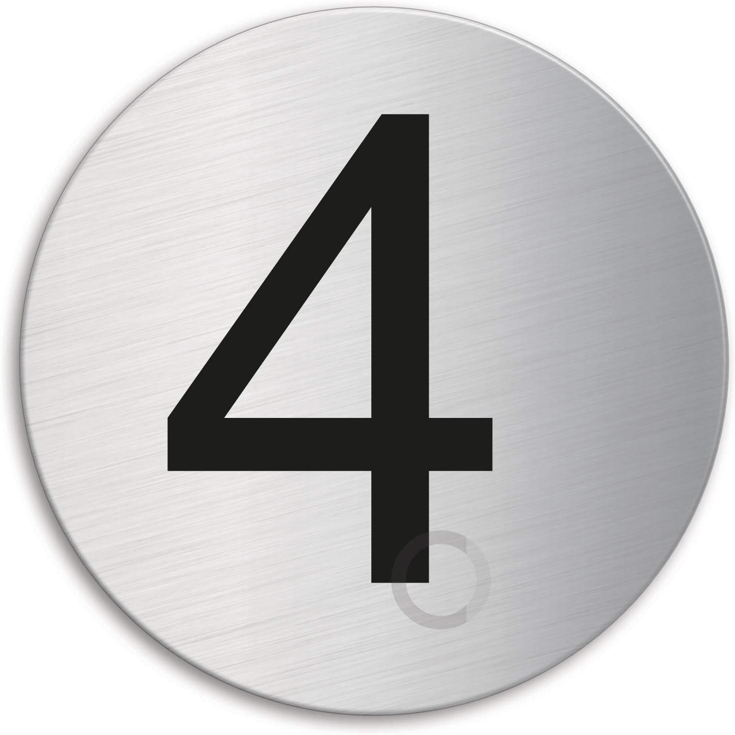ValueX Door Number 4 Stainless Steel dia.75 mm brushed self-adhesive 39074