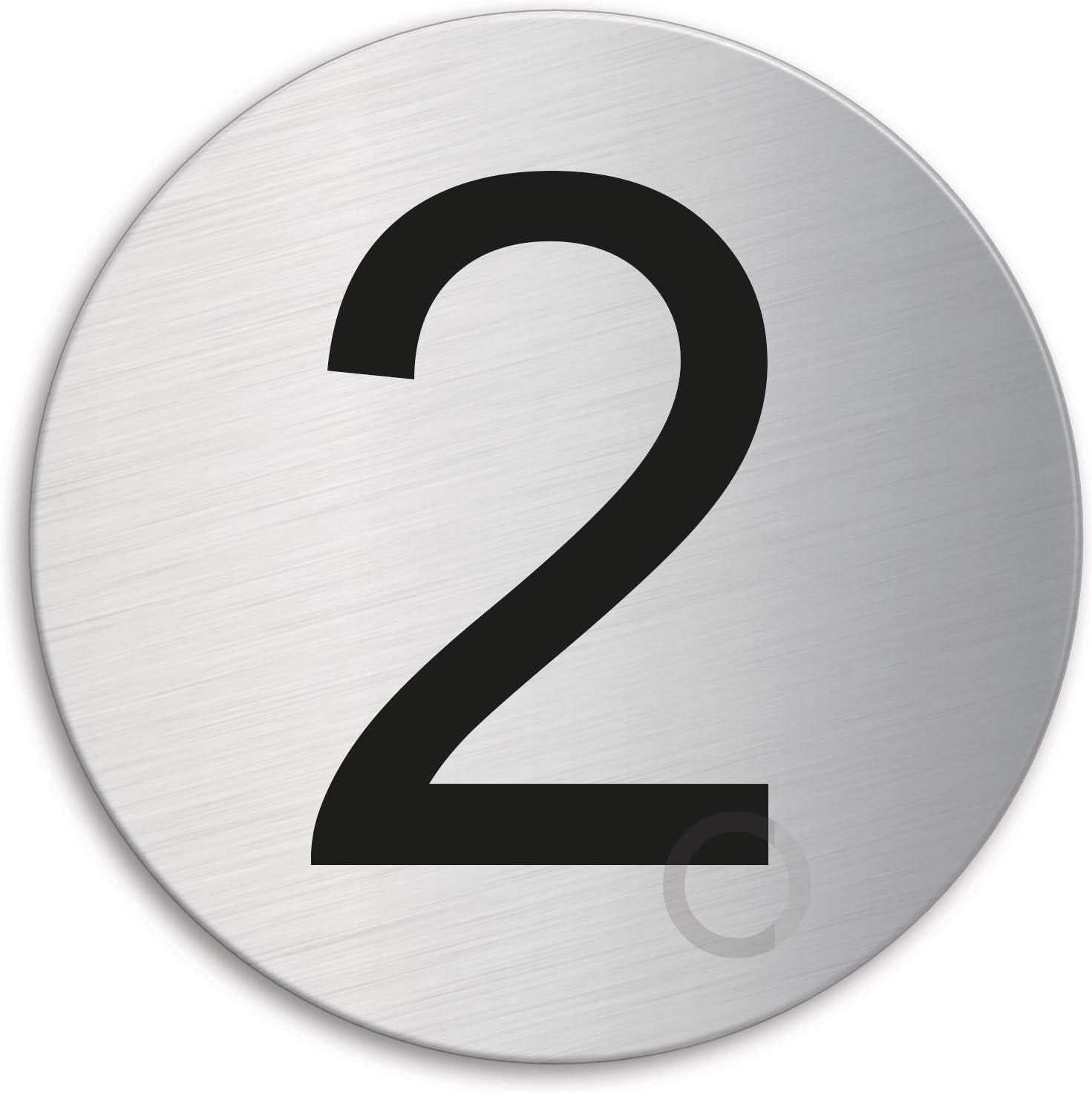 ValueX Door Number 2 Stainless Steel dia. 75 mm brushed self-adhesive 39072