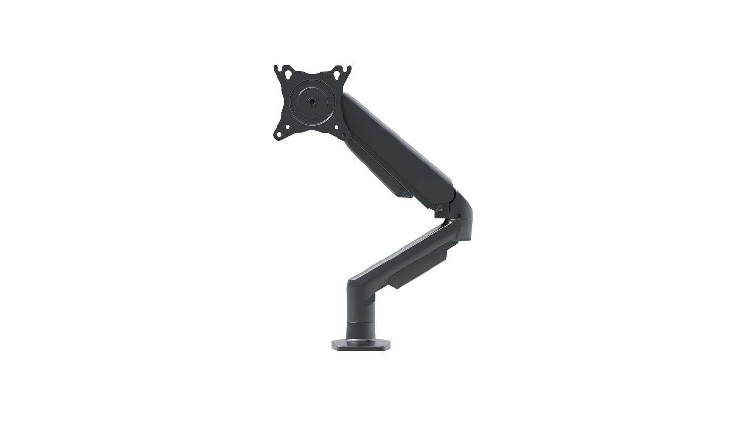 Gas-Spring Single Monitor Arm | Black Heavy-Duty Ergonomic Desk Mount