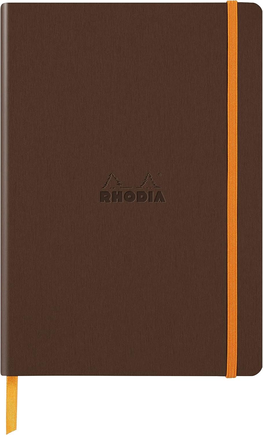 RHODIA 117384C - Bronze Flexible Notebook - A5 - Lined - 160 pages - Ivory Clairefontaine Paper 90 g/m - Bookmark, Elastic Closure - Faux Leather Cover - Rhodiarama Collection