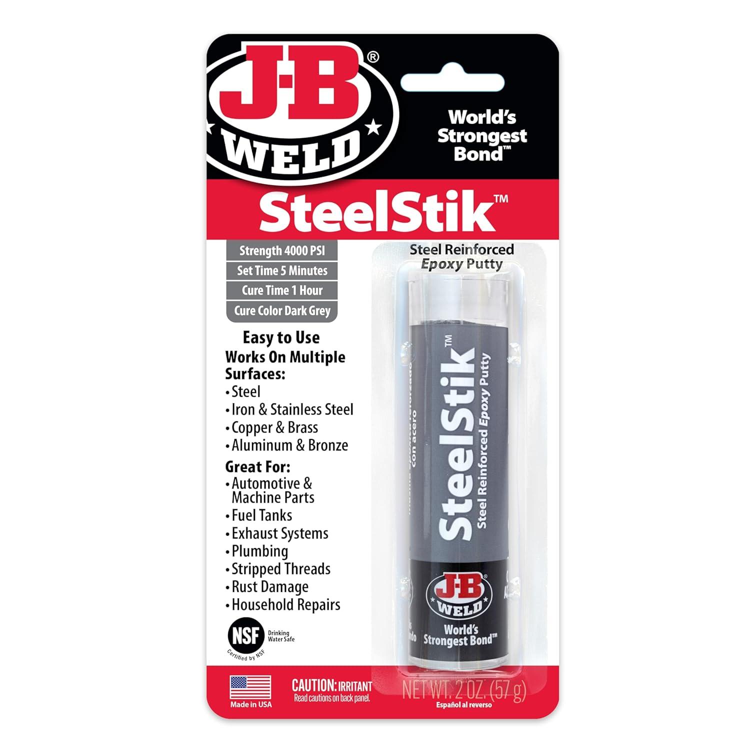 J-B Weld 8267 SteelStik Steel Reinforced Epoxy Putty Stick 57g