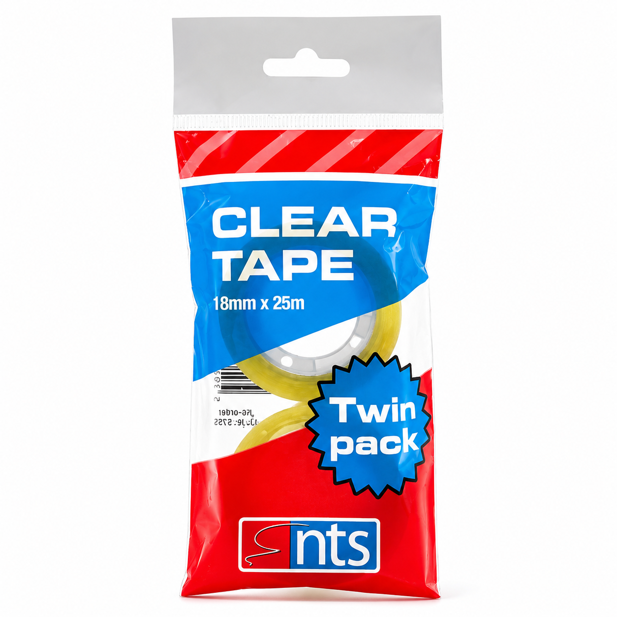 NTS Clear Sticky Tape 19mm x 25m | Transparent Home & Office Twin Pack
