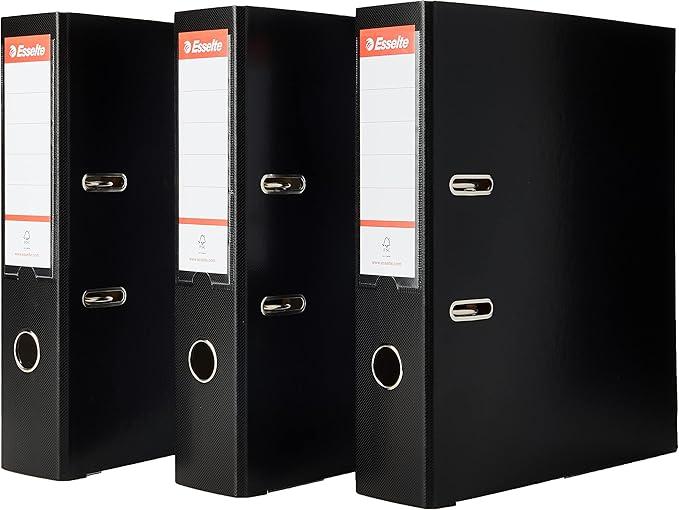 Esselte Lever Arch File, Essential A4, PP 75mm. 3pcsm Black - 624294