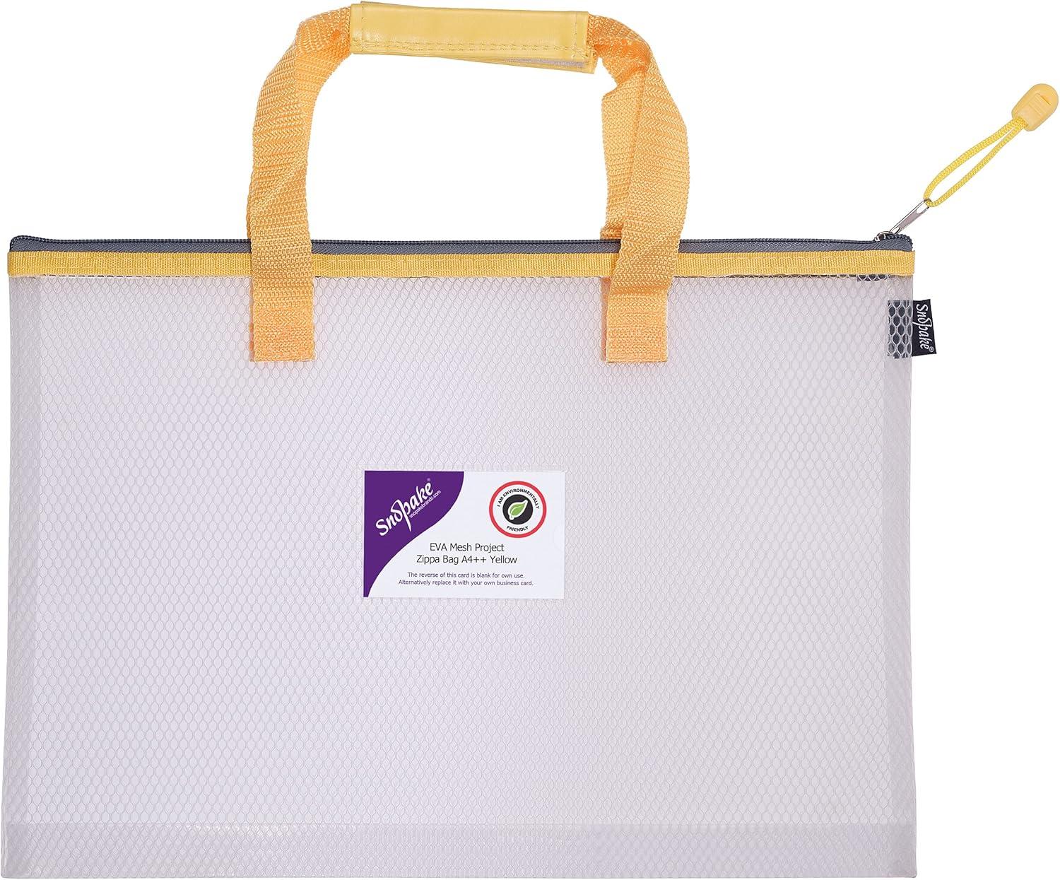 Snopake 15873 A4++ EVA Mesh Project Bag Yellow  | Heavy Duty Book & Document Carry Bag with Handle