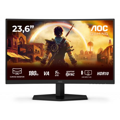 AOC 24” GAMING MONITOR FHD CURVED VA 180HZ HDR-10 2xHDMI 1xDP