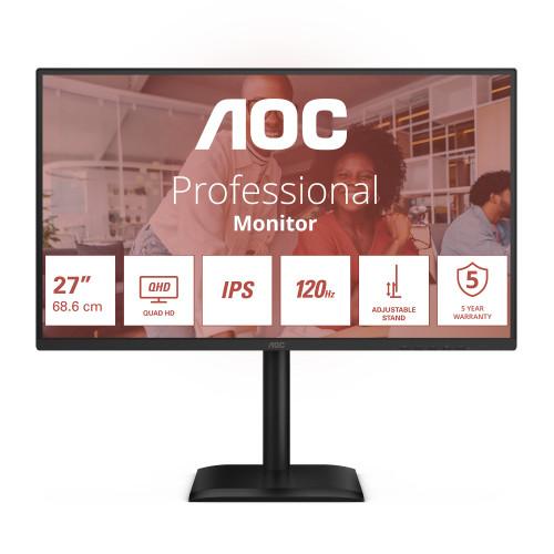 AOC 27" MONITOR QHD 120HZ IPS 250CD/M2 4MS HDMI DISPLAYPORT SPEAKERS