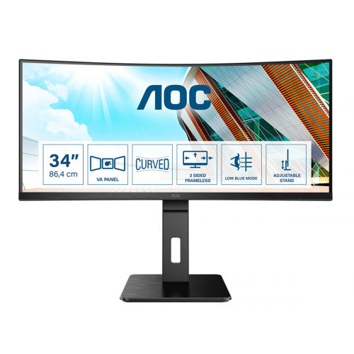 AOC 34"CURVED MONITOR 3440X1440 UWQHD @100HZ VA 300CD/M2
