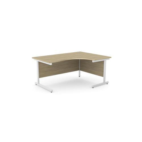 Ashford 1600 x 1200mm White Metal Leg Crescent Right Desk Urban Oak