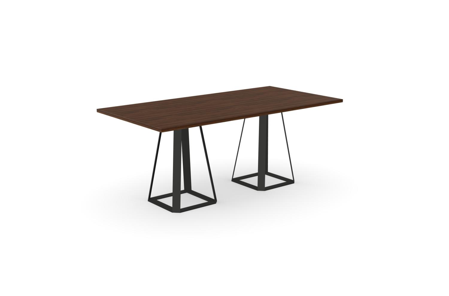 H2 - Conference Table 1800x 900mm Walnut Melamine Top Black Leg