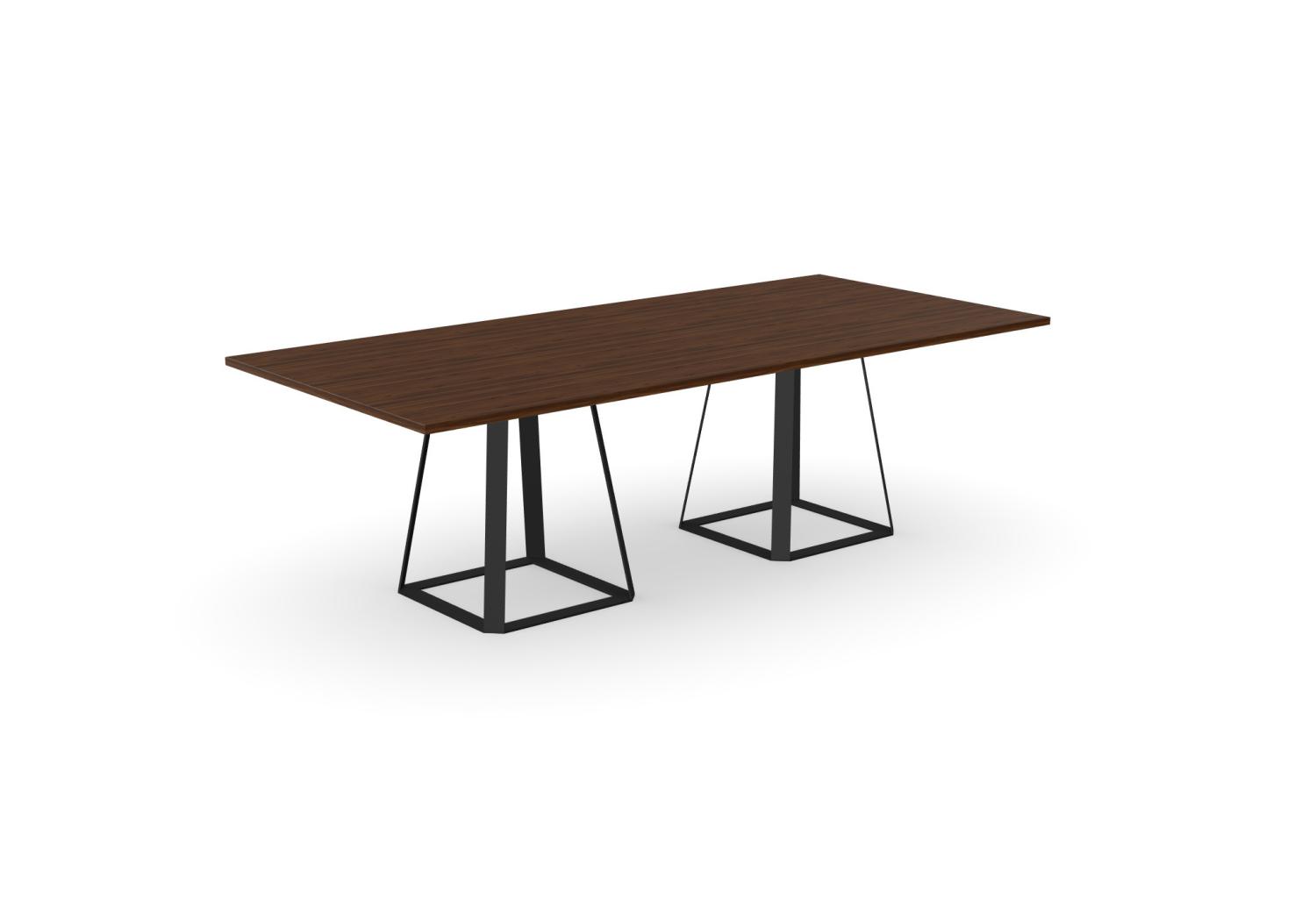 H2 - Conference Table 2400x1100mm Walnut Melamine Top Black Leg