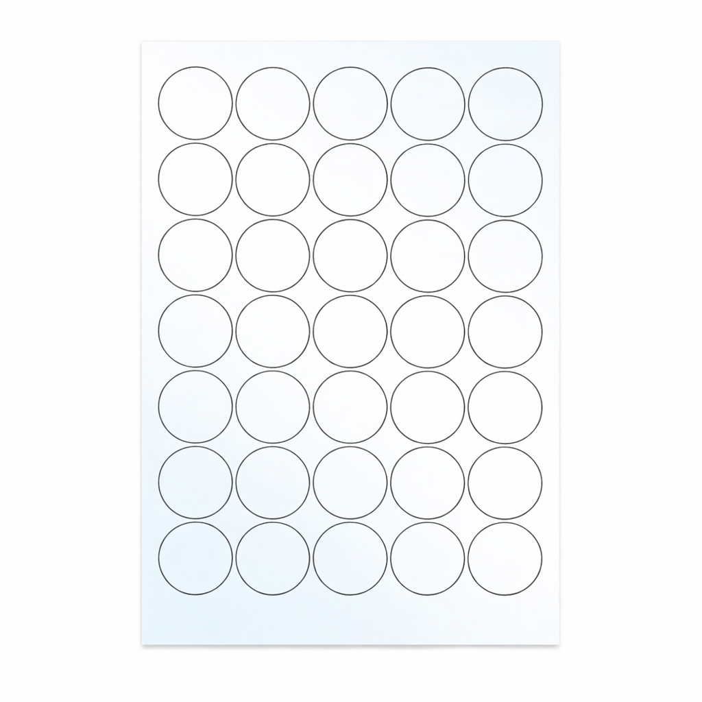 EU30021WG 37mm Circle Labels Gloss White Inkjet 35 Labels Per A4 Sheet (20 Sheets 700 Labels )