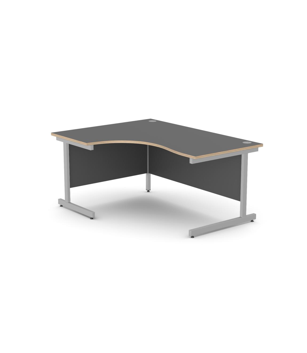 SELLOFF Ashford Metal Leg Crescent Desk Left Hand 1600mm x 1200mm Graphite Top Plywood Edge