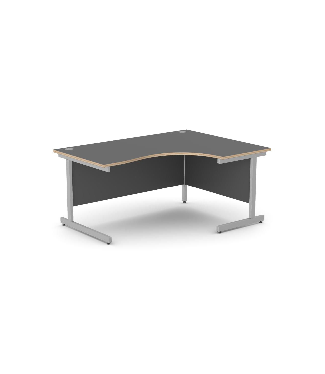 SELLOFF Ashford Metal Leg Crescent Desk Right Hand 1600mm x 1200mm Graphite Top Plywood Edge