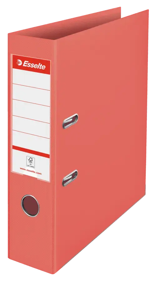 Esselte CoulourIce Lever Arch File A4, Polypropylene, 75mm, Coral- Outer carton of 10 628429