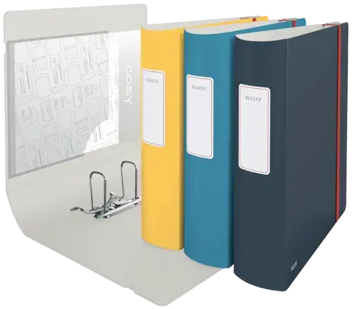 Leitz 180° Active Polyfoam Lever Arch File Cosy Range 80mm A4 Pack of 6, Grey, Blue and Yellow