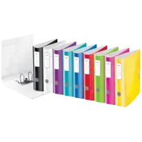 Leitz 180° Active WOW Light Polyfoam Lever Arch File 80mm A4 Pack of 5, Black, Green, Red, Yellow and White