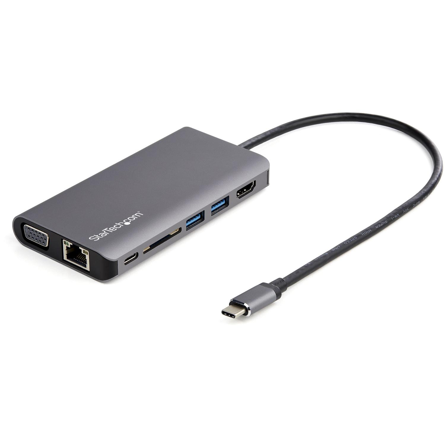 StarTech USB-C Multiport Adapter Mini Travel Dock 4K HDMI VGA USB 3.0 SD Gigabit Ethernet 100W Power Delivery