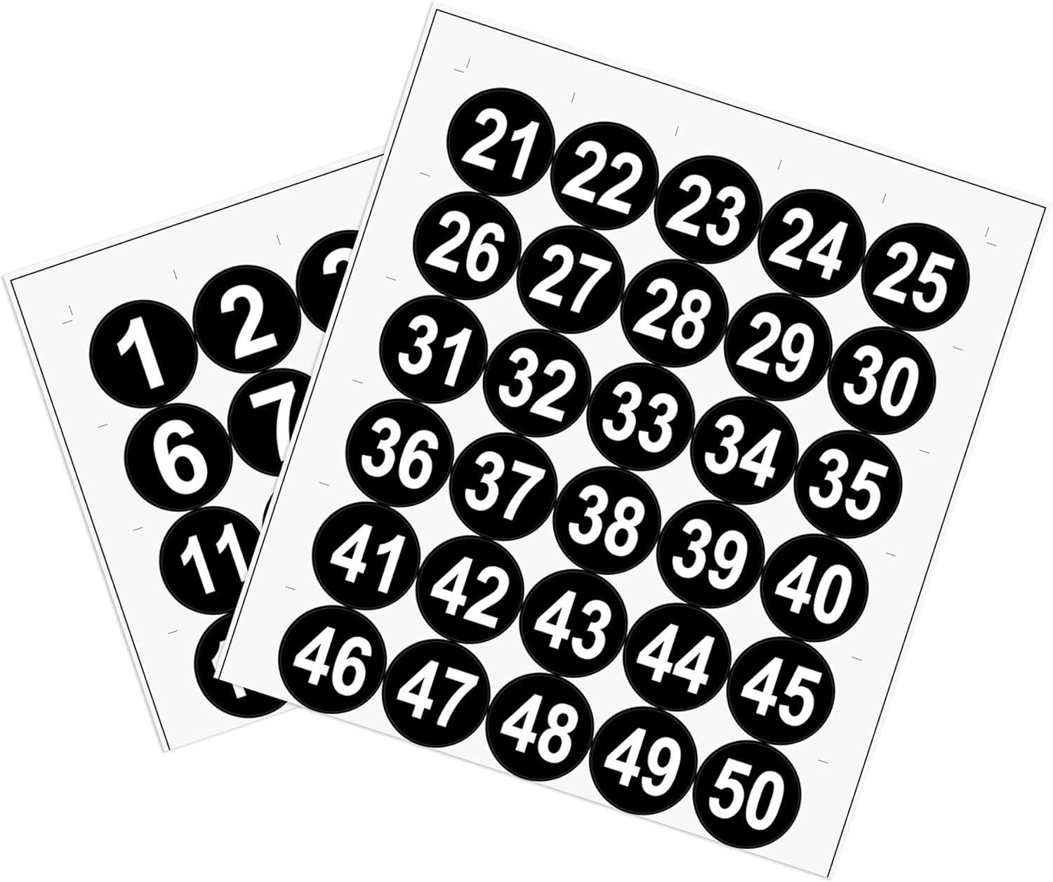 ValueX 1-50 Numbering Lettering Label Round 50mm Diameter PVC Material