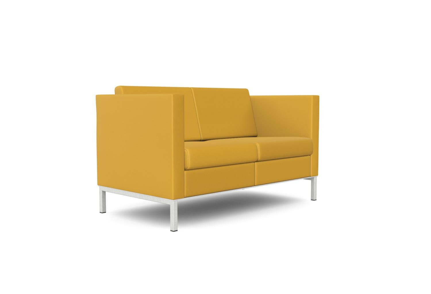 Platinum Two Seater with Armrests Valencia Safran VL6012 Vinyl Silver Smooth Legs