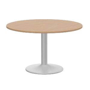 Kito 1200 mm Silver Cylinder Leg, Beech Top, Round Meeting Table