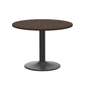 Kito 1000 mm Black Cylinder Leg, Antique Walnut Top, Round Meeting Table
