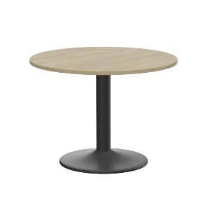 Kito 1000 mm Black Cylinder Leg, Urban Oak Top, Round Meeting Table