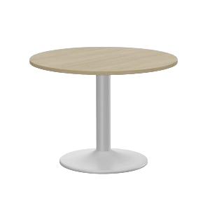Kito 1000 mm Silver Cylinder Leg, Urban Oak Top, Round Meeting Table