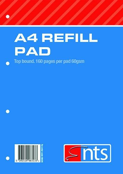 NTS Top Bound Refill Pad 160 Page 60GSM Margin 4 Hole Punch