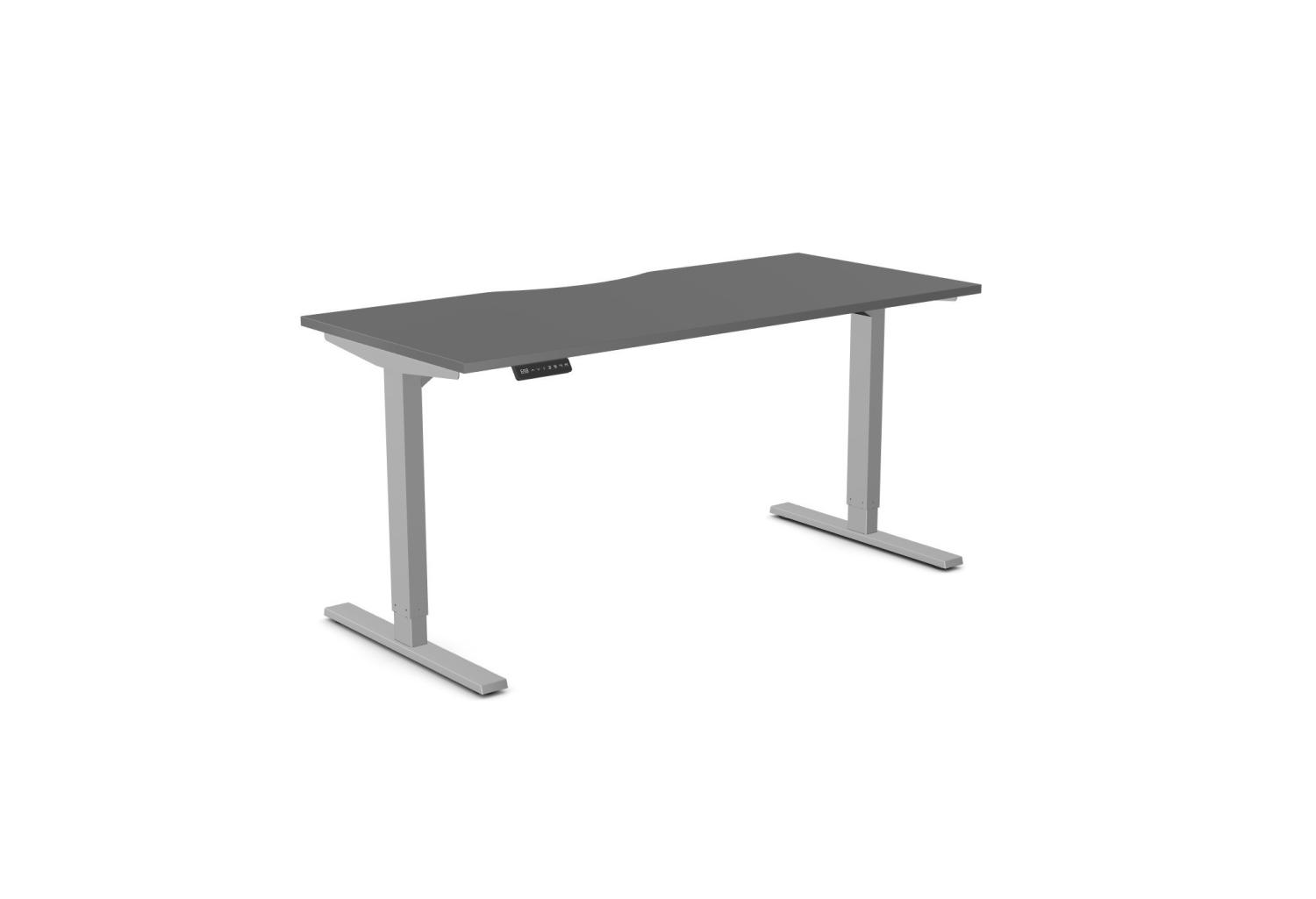 Zoom 1600 x 700 mm Silver Leg, Graphite Scallop Top, Sit Stand Desk | with Memory Control Unit Pad