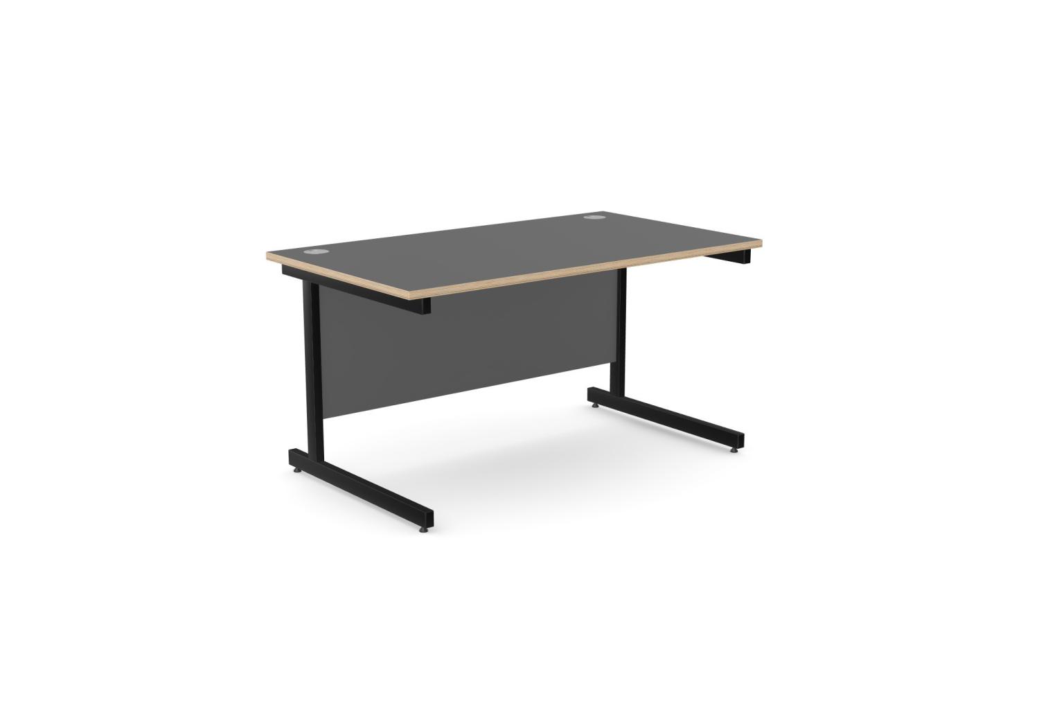Ashford 1400 x 800mm Black Metal Leg Straight Desk Graphite Top With Ply Edge