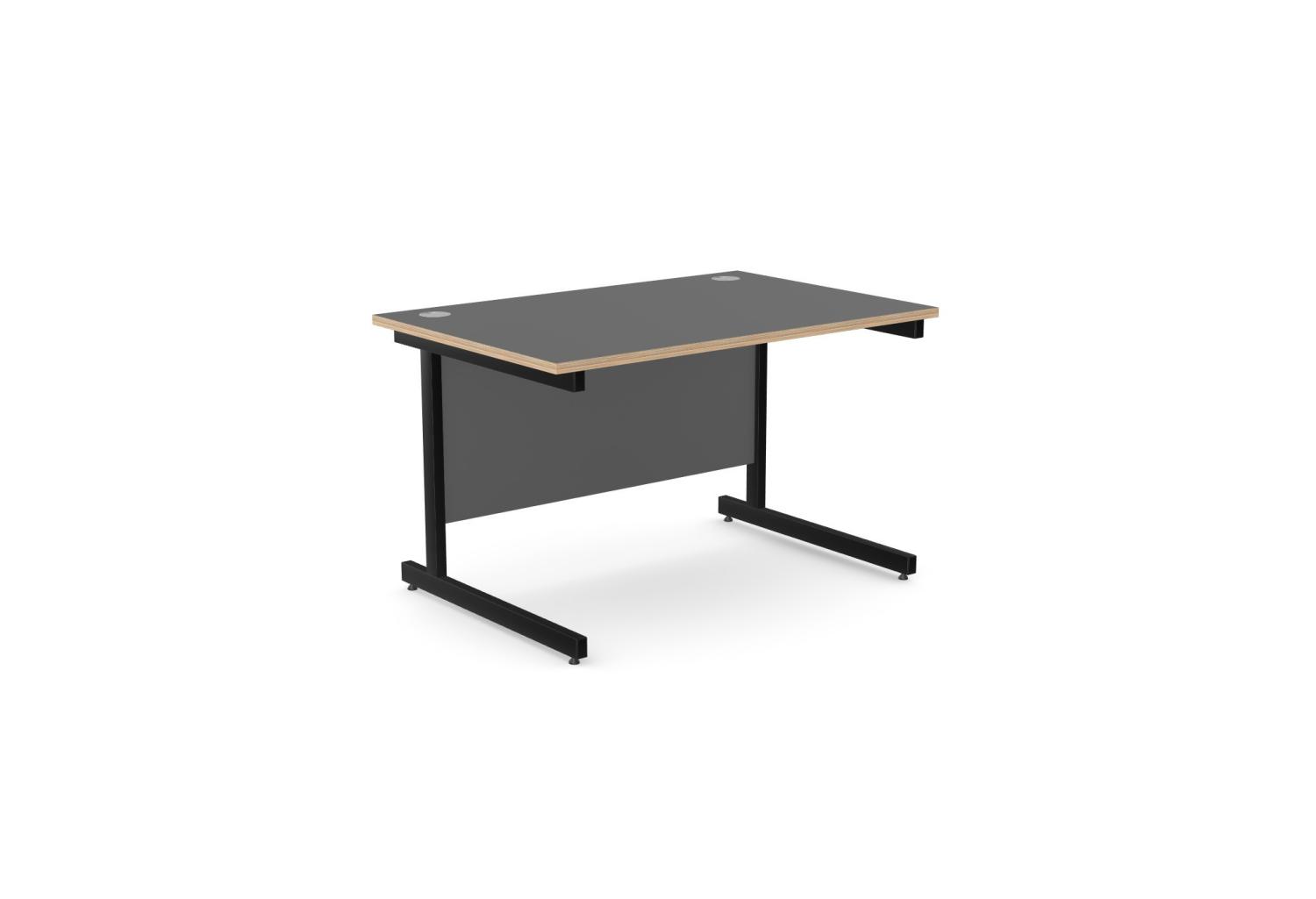 Ashford 1200 x 800mm Black Metal Leg Straight Desk Graphite Top With Ply Edge