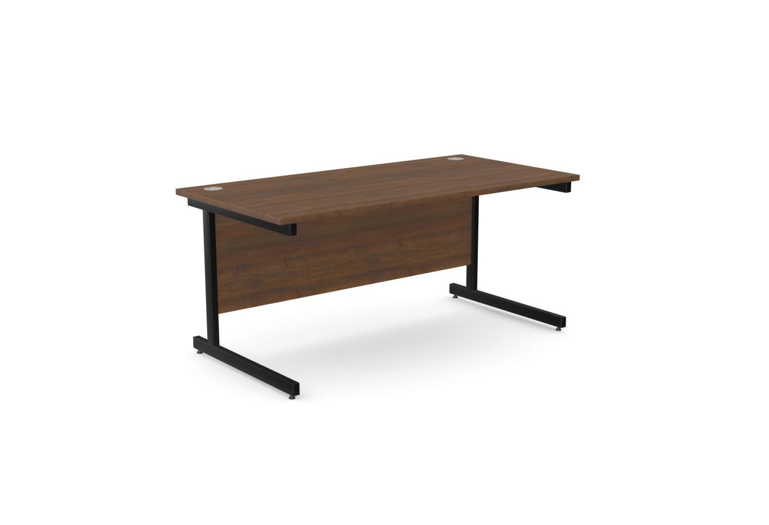 Ashford 1600 x 800mm Black Metal Leg Straight Desk Dark Walnut