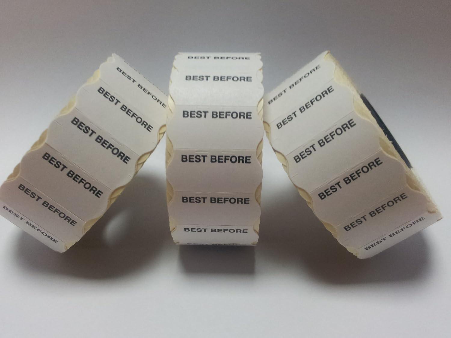 Best Before Pricing Gun Labels 12x26mm Boxed 15,000 Labels (10 Rolls)